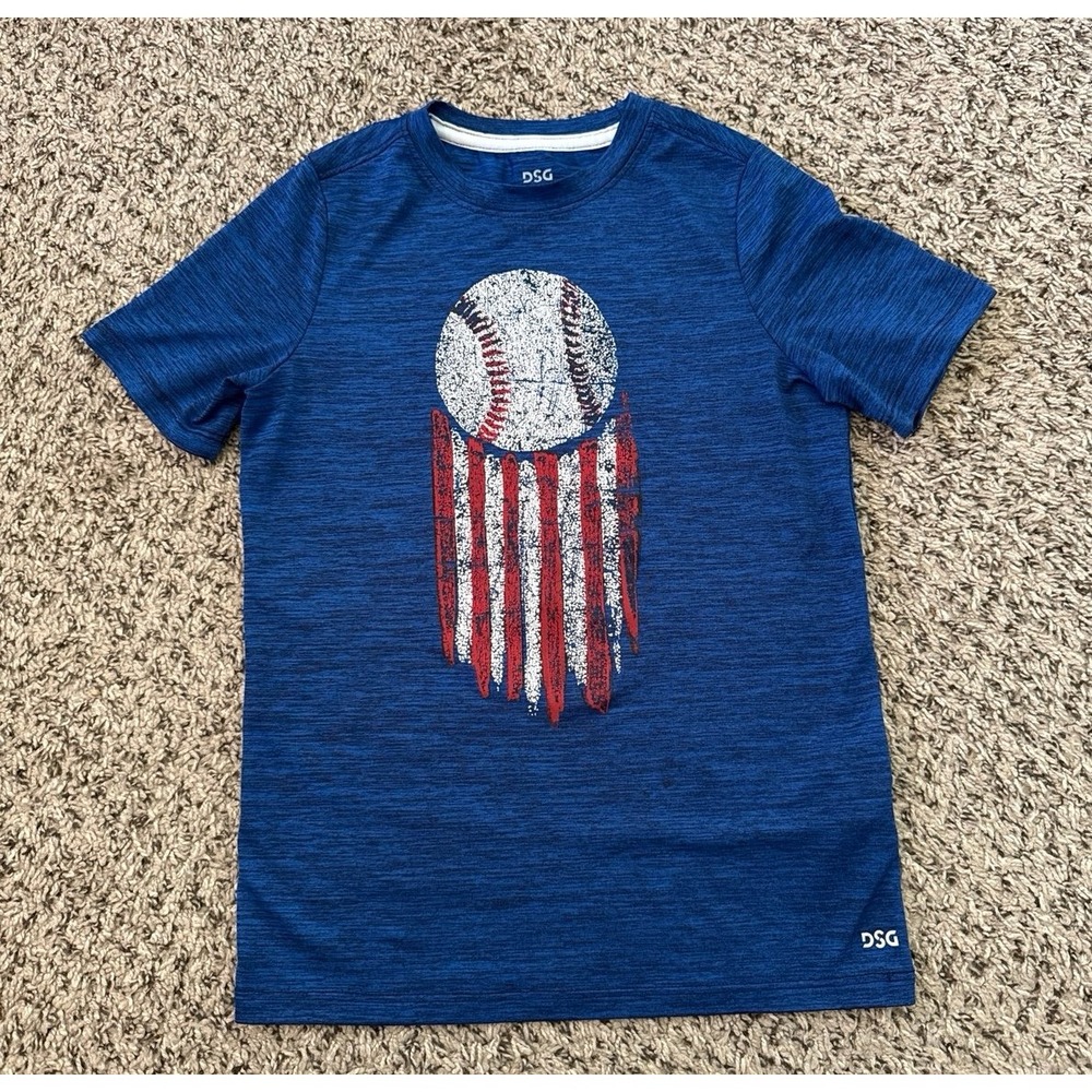 DSG Boys Blue Baseball Athletic Short Sleeve Tee Size 8-9